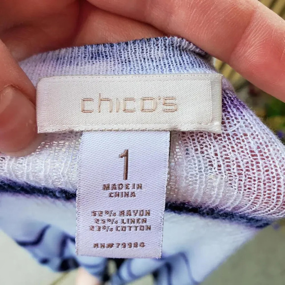 Chico’s Lightweight Soft Stretchy Striped Tie Dye Open Cardigan Size 1 (S/M) - Picture 3 of 9